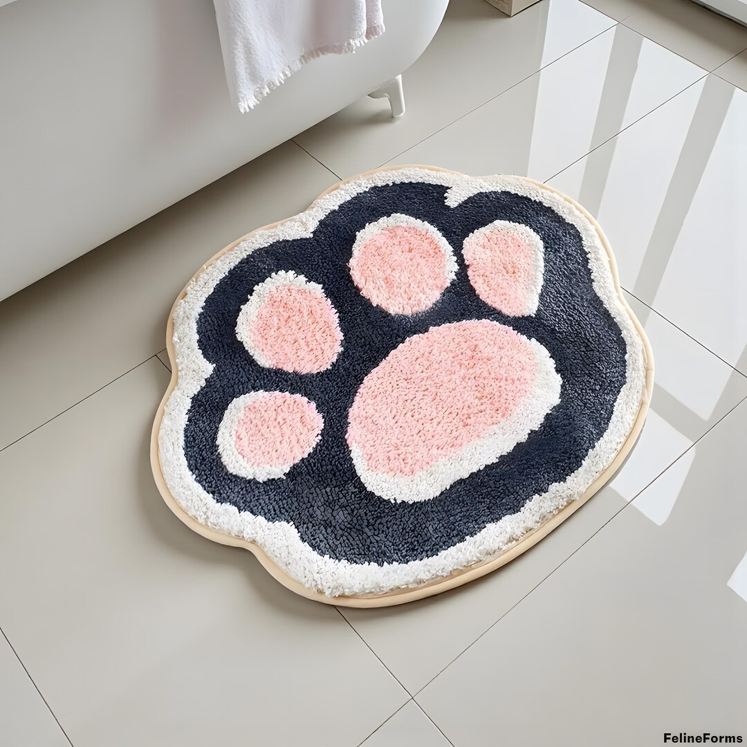 Pink Pet Rug Cute Cat Paw Rug | Plush Pink Animal Carpet, Cat Lover Gift - Etsy