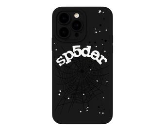 Coque pour iPhone noire toile d'araignée, design minimaliste avant-gardiste