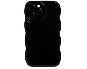 Black Wavy iPhone Case, Minimal Phone Cover