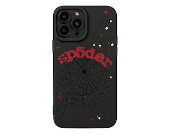 Custodia per iPhone con ragnatela rossa, cover per telefono streetwear scura