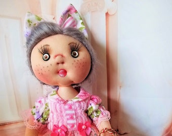 Best Gift, Handmade Fabric doll 12", Adorable Waldorf Doll, Tilda Doll, Interior Decor Doll, Rag Doll, Soft Natural Doll, Child Room