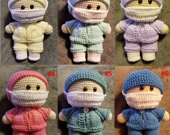 Crochet  FrontLine Amigurumi Doll, Mini Hero, NHS, Nurse, Doctor, Veterinarian gift, Soft Toy, First Responder, Amigurumi Cuddly Baby Doll