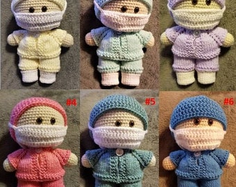 Crochet  FrontLine Amigurumi Doll, Mini Hero, NHS, Nurse, Doctor, Veterinarian gift, Soft Toy, First Responder, Amigurumi Cuddly Baby Doll