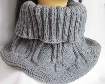 MADE TO ORDER. Hand-knitted Grey Scarf / Neck Warmer / Wrap / | Etsy