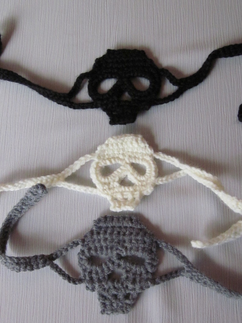 Crochet Cuff Bracelet with Skull, You choose the colors image 5