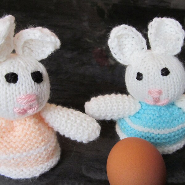 Two Hand Knitted Bunny Egg Cosy/Crochet Easter Bunny /Easter Egg Warmer/Easter Egg Hat /Amigurumi  Doll/Toy