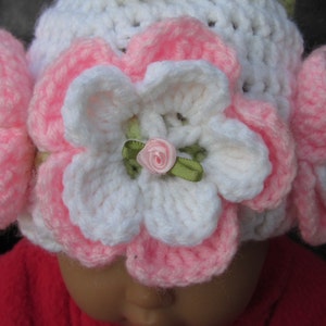 Crochet Flowers Baby Beanie, Photo Prop Beanie, Christmas Gift, Crochet Baby Hat, Baby flowers Hat, Newborn Flowers Hat image 2