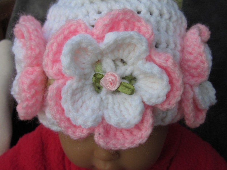 Crochet Flowers Baby Beanie, Photo Prop Beanie, Christmas Gift, Crochet Baby Hat, Baby flowers Hat, Newborn Flowers Hat image 2