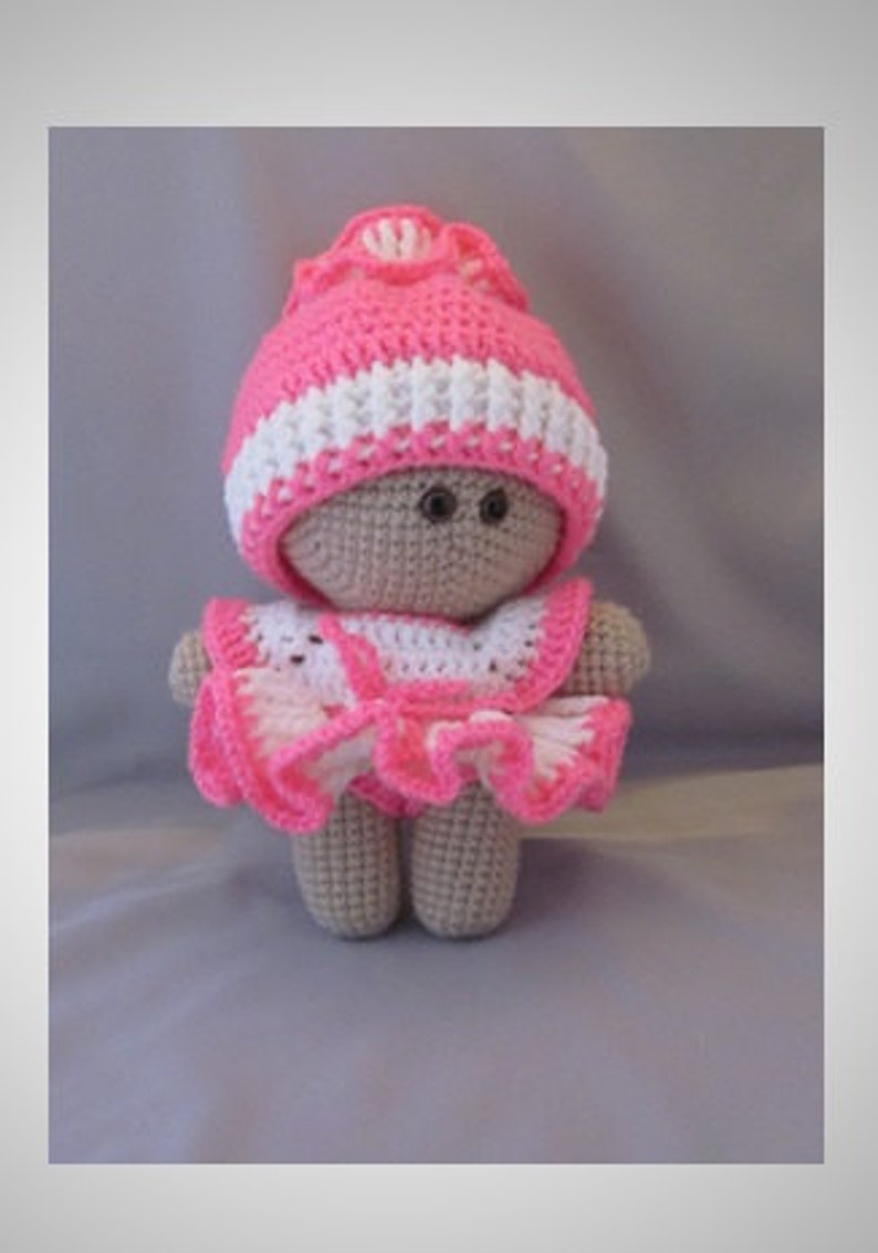 Crochet Amigurumi Baby Doll with colorful Ballerina Dress, Super cute, Cuddly Baby Doll, Soft Toy, Waldorf Doll, Stuffed Doll, Rag Doll image 1