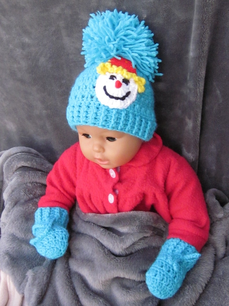 Newborn Hat Baby Hat with Aplique Crochet Baby Hat Photo Prop Beanie,Christmas Gift Clown Applique crochet baby hat Baby Beanie