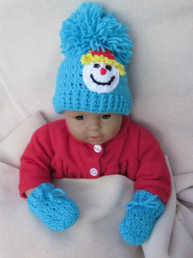 Newborn Hat Baby Hat with Aplique Crochet Baby Hat Photo Prop Beanie,Christmas Gift Clown Applique crochet baby hat Baby Beanie