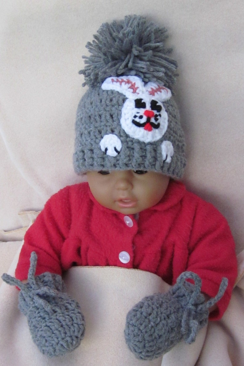 Baby Beanie Bunny Applique crochet baby hat Christmas Gift Baby Hat with Aplique Crochet Baby Hat Photo Prop Beanie Newborn Hat