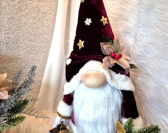 Handmade Christmas Gnome | Scandinavian Tomte Nisse | Farmhouse Holiday Decor | Winter Tiered Tray Ornament | Cozy Gift Idea