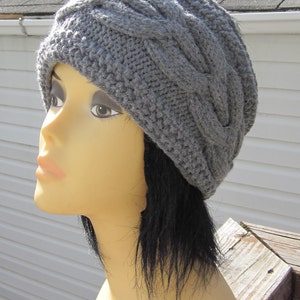 Hand Knitted Grey Head Band with Beautiful Ornament image 3