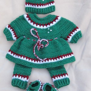 Handmade baby Holiday crochet dress set/Newborn Baby Set/Perfect Shower Gift /Take Home Outfit/Christmas Set/Holiday dress/Fancy party dress image 3