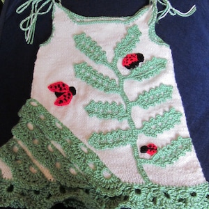 Handmade Girl Crochet/knitted  Dress With Ladybugs