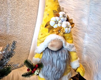 Handmade Christmas Gnome | Scandinavian Tomte Nisse | Farmhouse Holiday Decor | Winter Tiered Tray Ornament | Cozy Gift Idea
