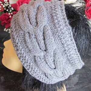Hand Knitted Grey Head Band with Beautiful Ornament image 4