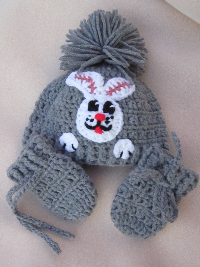 Baby Beanie Bunny Applique crochet baby hat Christmas Gift Baby Hat with Aplique Crochet Baby Hat Photo Prop Beanie Newborn Hat
