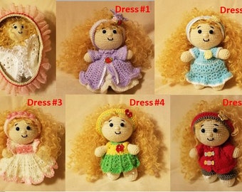 Crochet Doll with several Outfits and Moses Basket, Best Gift, Dress up Doll, Changeable colorful Clothes, Stuffed Soft Toy, Waldorf Doll