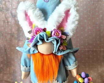 Handmade Easter Gnome – Bunny Gnome Decor – Spring Tiered Tray – Easter Gift
