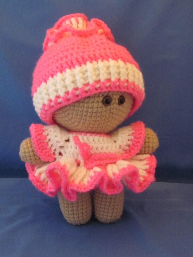 Crochet Amigurumi Baby Doll with colorful Ballerina Dress, Super cute, Cuddly Baby Doll, Soft Toy, Waldorf Doll, Stuffed Doll, Rag Doll image 3