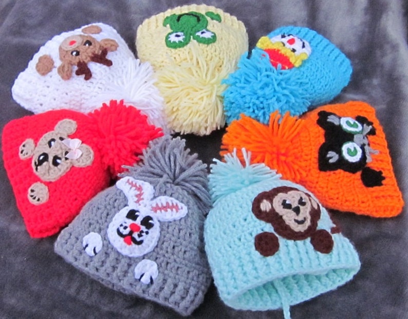 Newborn Hat Baby Hat with Aplique Crochet Baby Hat Photo Prop Beanie,Christmas Gift Clown Applique crochet baby hat Baby Beanie