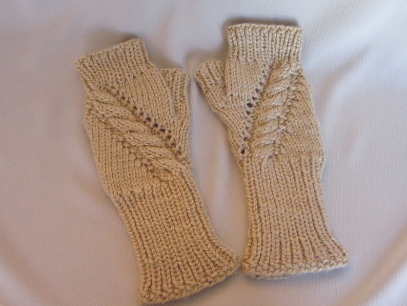 Hand-knitted Fingerless Gloves Mittens Arm Warmers with Beautiful Ornament image 5