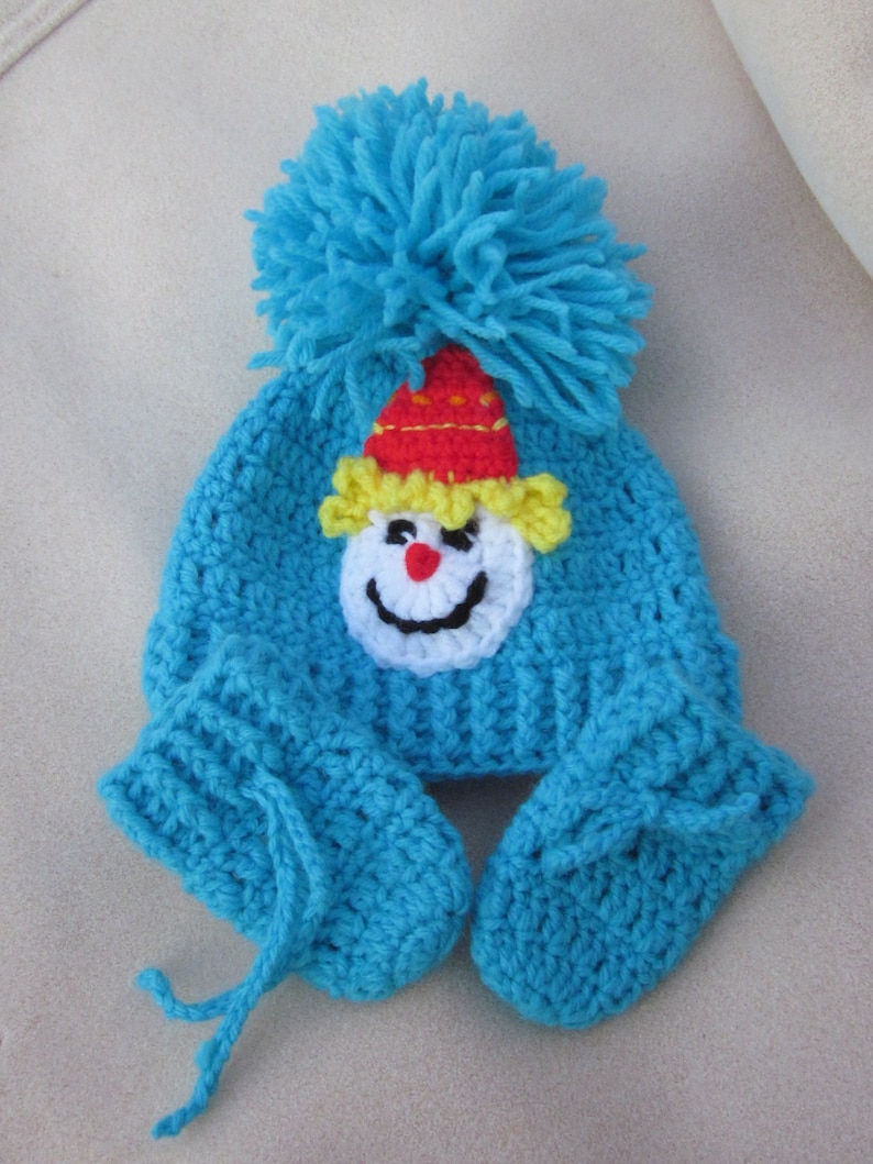 Newborn Hat Baby Hat with Aplique Crochet Baby Hat Photo Prop Beanie,Christmas Gift Clown Applique crochet baby hat Baby Beanie