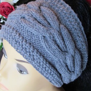 Hand Knitted Grey Head Band with Beautiful Ornament image 2