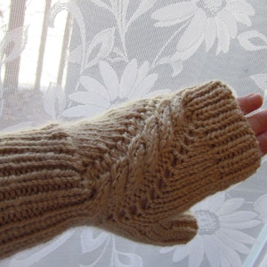 Hand-knitted Fingerless Gloves Mittens Arm Warmers with Beautiful Ornament image 1