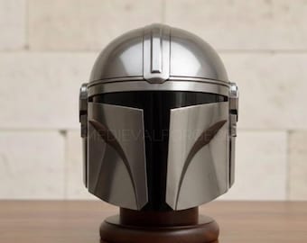 Casco Beskar mandaloriano medieval hecho a mano de acero para cosplay y regalo, armadura de caballero, casco de guerrero de Star Wars