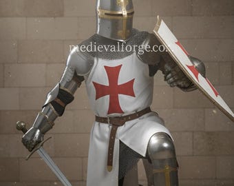 Medieval Knight Armor Crusader Costume Armor Templar Display & handmade Cosplay Suit for festivals