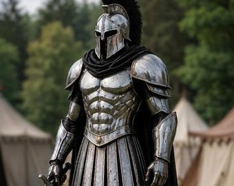 Traje de armadura de guerrero caballero espartano, armadura medieval griega de acero, disfraz gótico ponible.