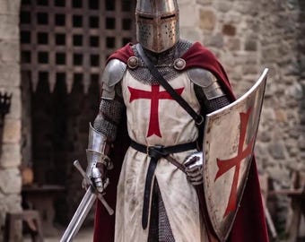 Medeltida Tempelriddare Korsriddare Rustning Bärbar LAJP Cosplay Renässans Krigare Kostym