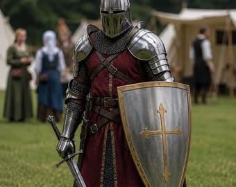 Traje de armadura de caballero templario, disfraz de acero de cruzado medieval, disfraz gótico para LARP (juego de rol en vivo)