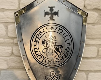 Templar Knight Heater Shield Handmade Medieval Crusader Shield for Cosplay, LARP, Display & Collectors