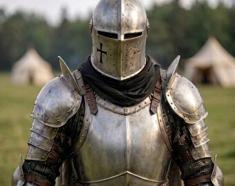 Medieval Knight Barbuta Wearable Armor Steel Crusader Costume for Cosplay & Decor, Gift, Display, Fantasy