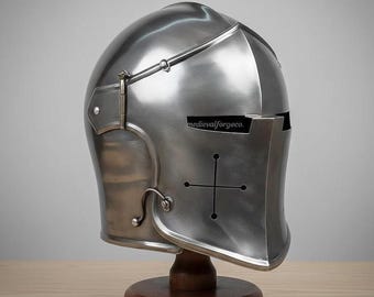 Barbuta Closed Face Knight Helmet Gothic Steel Armor Helmet Historical for decor, gifting, cosplay