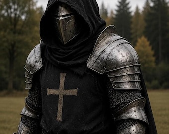 Medieval Knight Templar Crusader Heavy Steel Armor LARP Cosplay Reenactment Wearable Custom & Decor