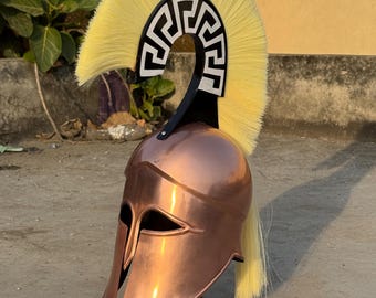 Casco corintio griego con penacho, armadura espartana, casco medieval para cosplay.