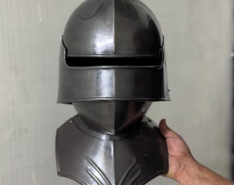 Casco sallet de caballero oscuro, armadura medieval ponible, disfraz gótico de cosplay de acero, casco vikingo