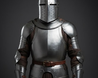 Armadura de caballero de acero hecha a mano, traje de cruzado usable, armadura inspirada en batallas históricas de cosplay LARP