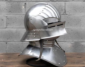 Steel Visor Helmet with Gorget Knight Armor Set Wearable Cosplay Helmet for Gifting & festives