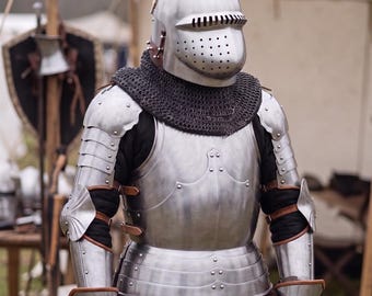 Armadura de combate medieval Buhurt, armadura de caballero de acero pesado completa, traje de batalla SCA y HMB.