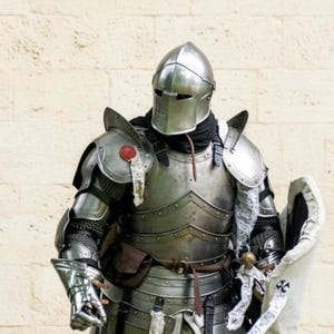 Medieval Knight Barbuta Wearable Armor Steel Crusader Costume for Cosplay & Decor, Gift, Display, Fantasy image 3