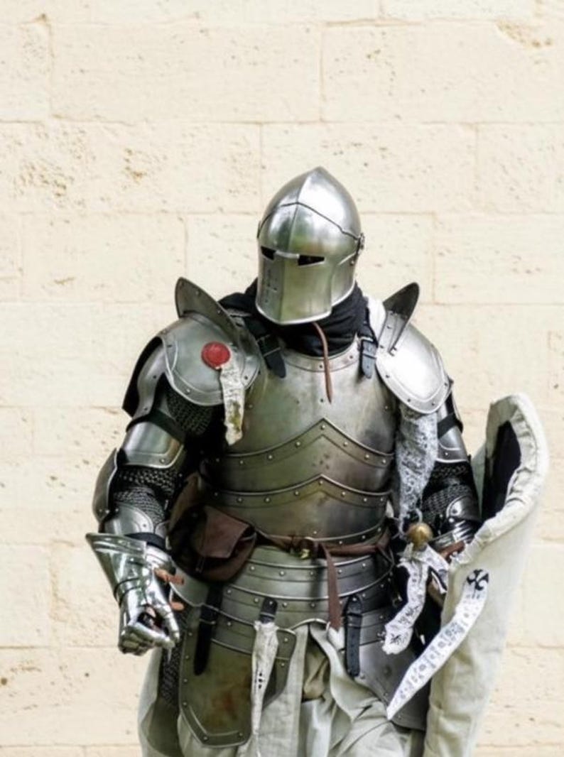 Medieval Knight Barbuta Wearable Armor Steel Crusader Costume for Cosplay & Decor, Gift, Display, Fantasy image 3
