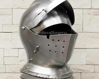 Medieval Sallet Helmet Knight Closed Helmet Steel Armor for Cosplay & LARP Or decor