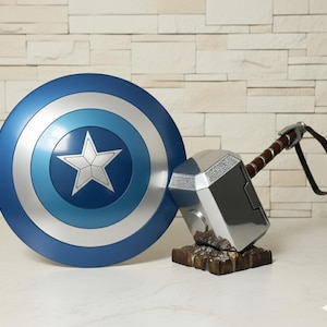 Captain America Shield and hammer combo | Blue Metal Replica, Cosplay Prop | 24 Inch image 1