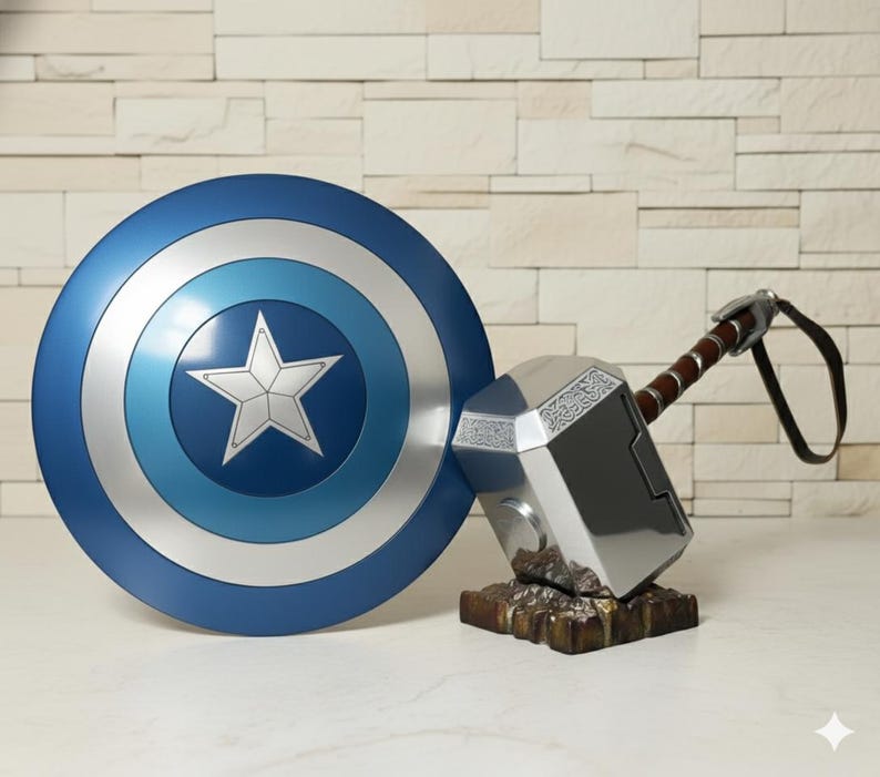 Captain America Shield and hammer combo | Blue Metal Replica, Cosplay Prop | 24 Inch image 1